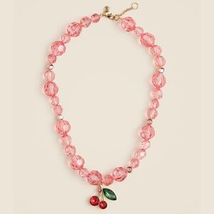 New! J. Crew Crewcuts Pink Beaded Cherry Charm Necklace
